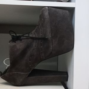 Gray suede platforms